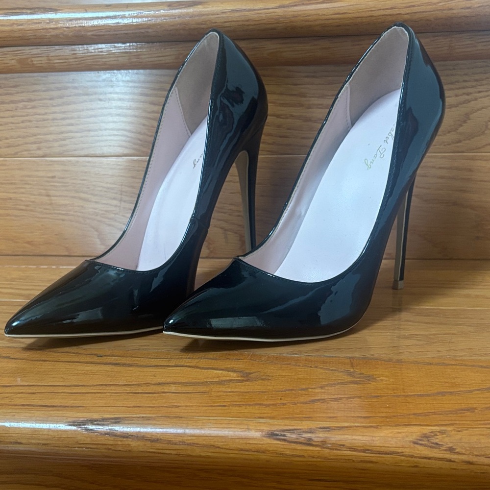 Sleek Black Patent Leather Heels